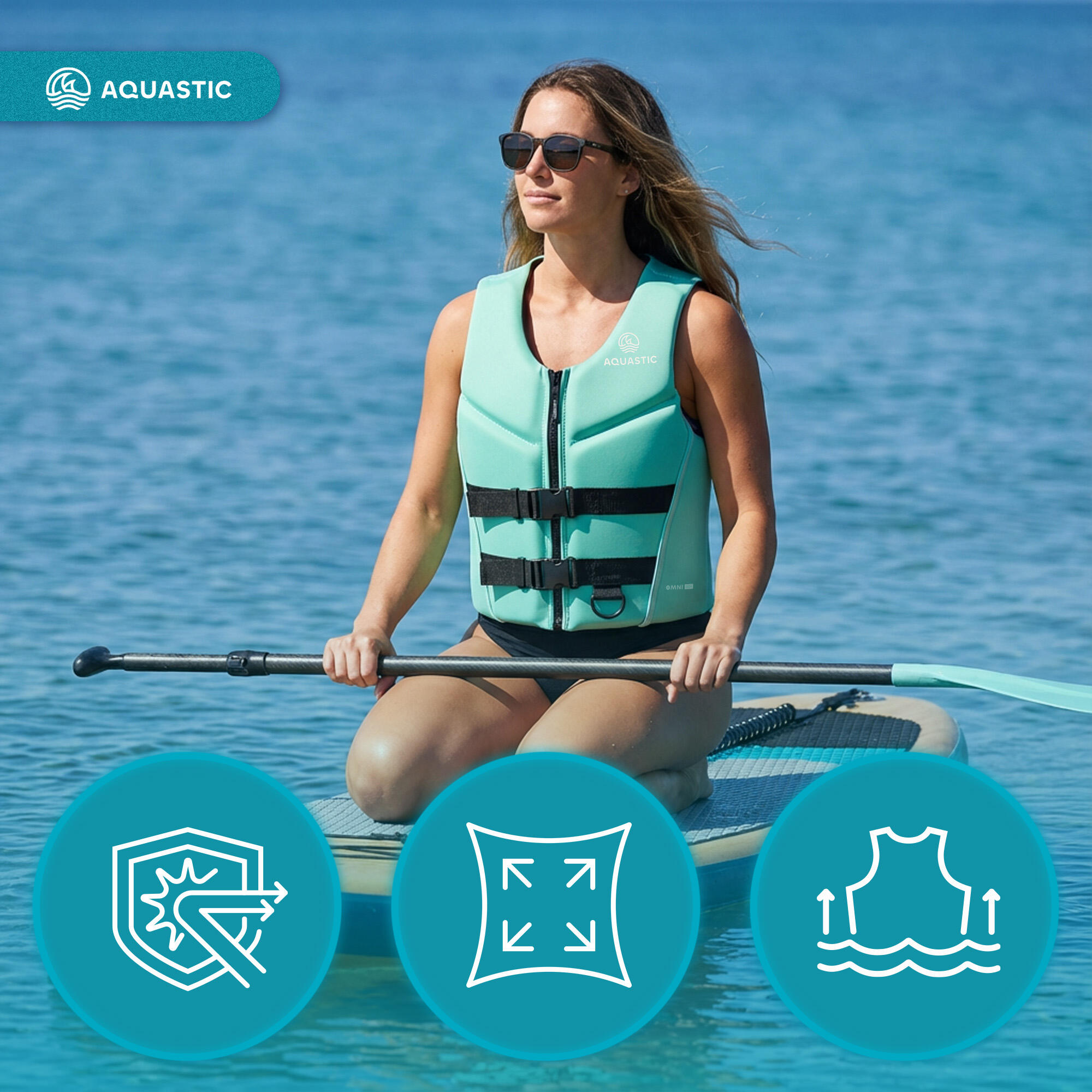 Chaleco salvavidas AQUASTIC Omni 50N de neopreno 5/7