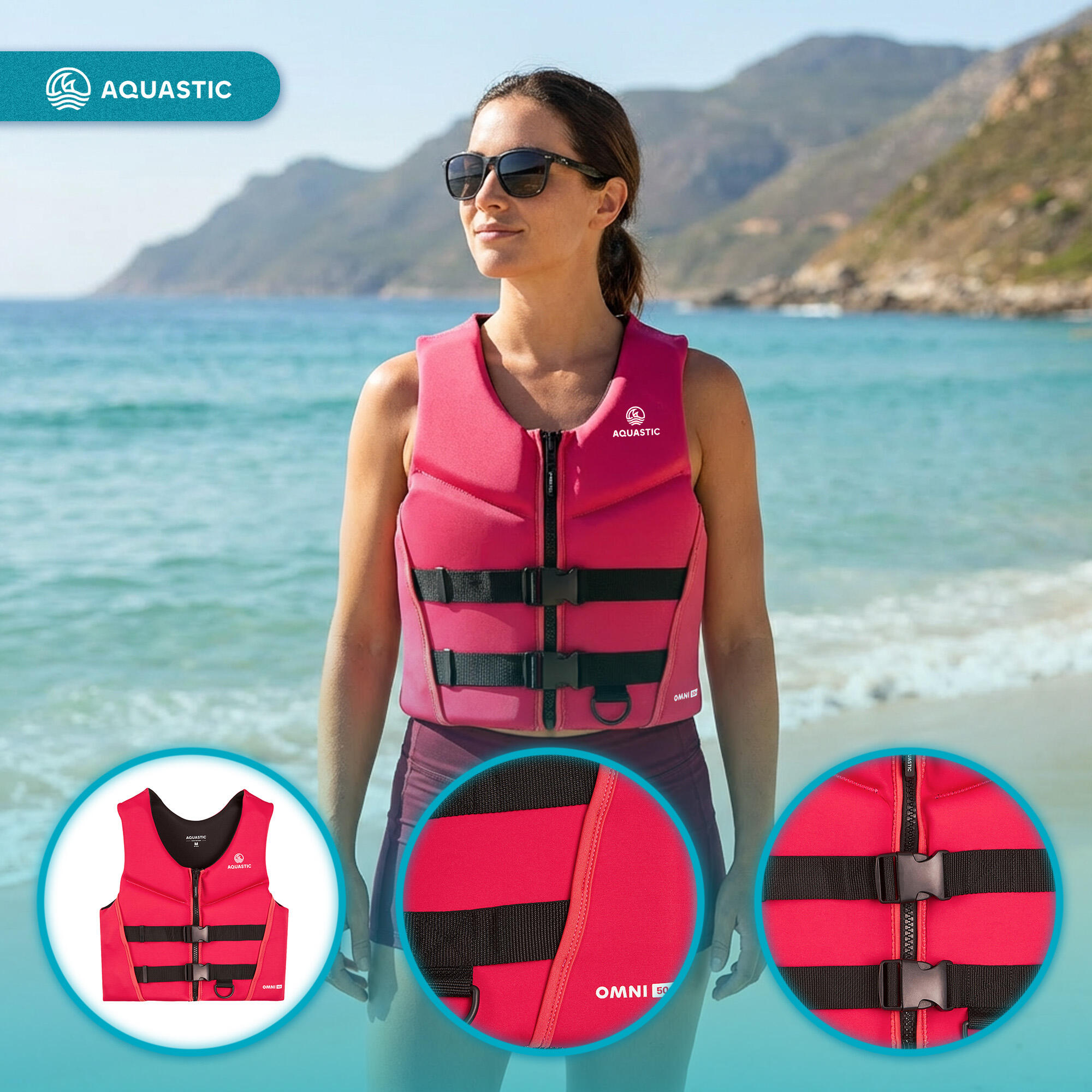 Giubbotto di salvataggio AQUASTIC Omni 50N in neoprene 3/7