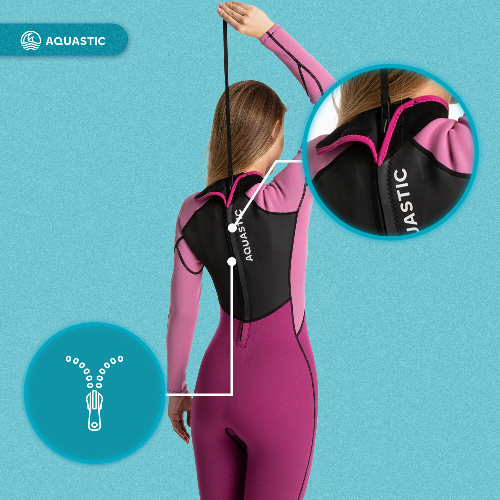 Dames surfboard foam AQUASTIC van 3/2 mm neopreen WAVEY 4/7