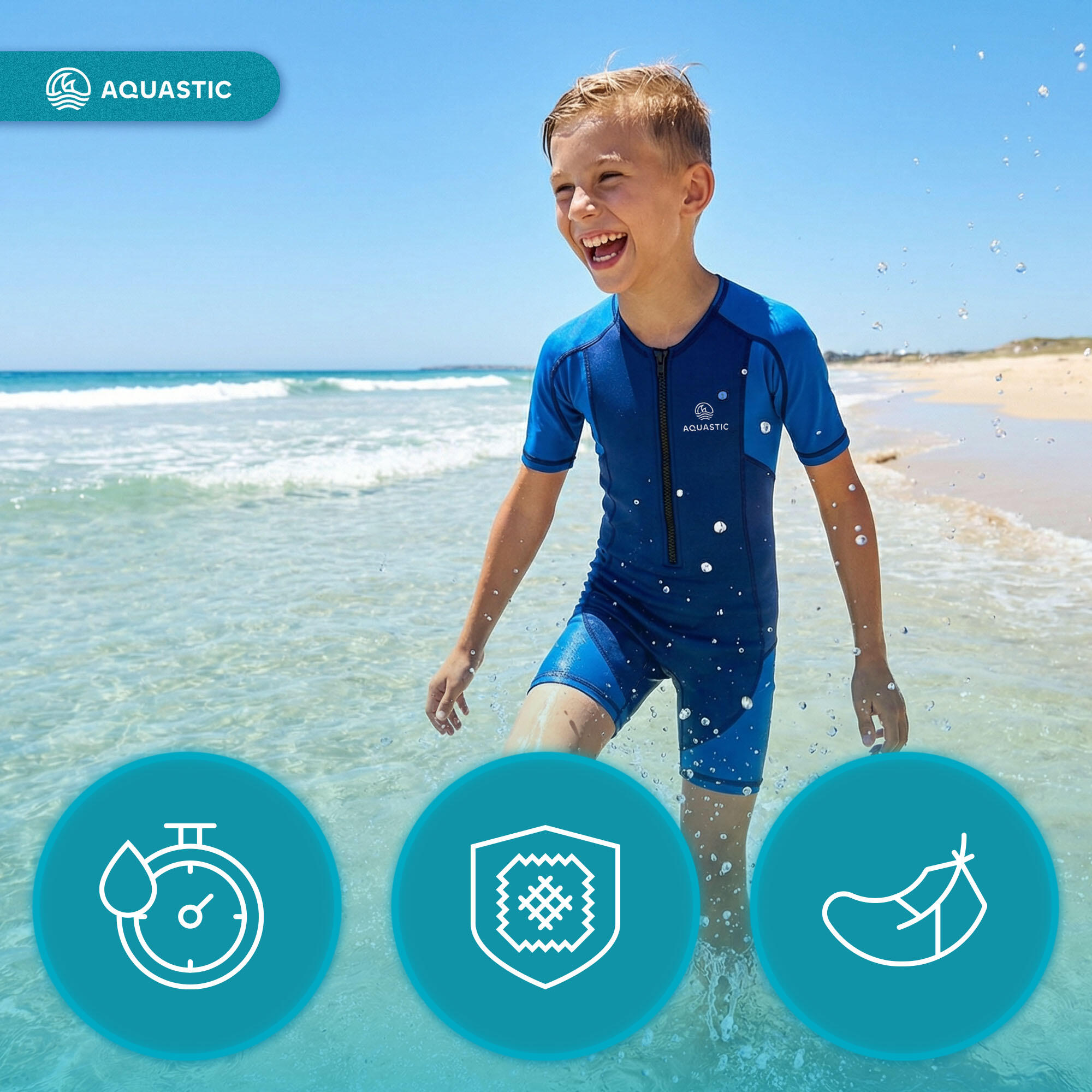 Tabla de surf de espuma para niños AQUASTIC de neopreno 1.5 mm WAVEY 7/7