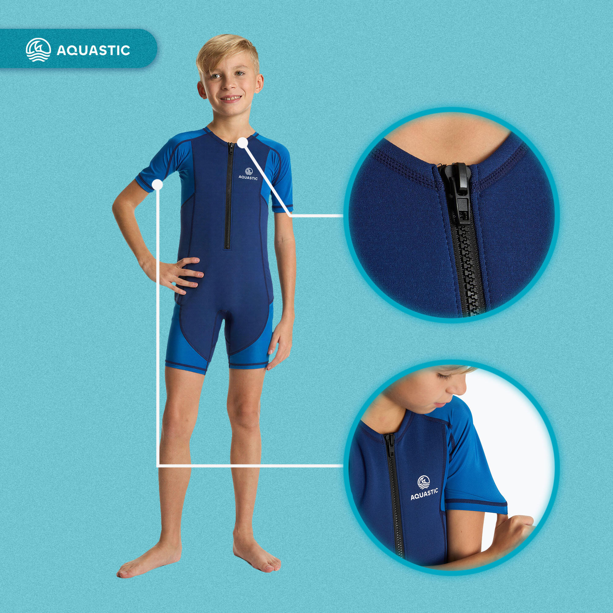 Tabla de surf de espuma para niños AQUASTIC de neopreno 1.5 mm WAVEY 5/7