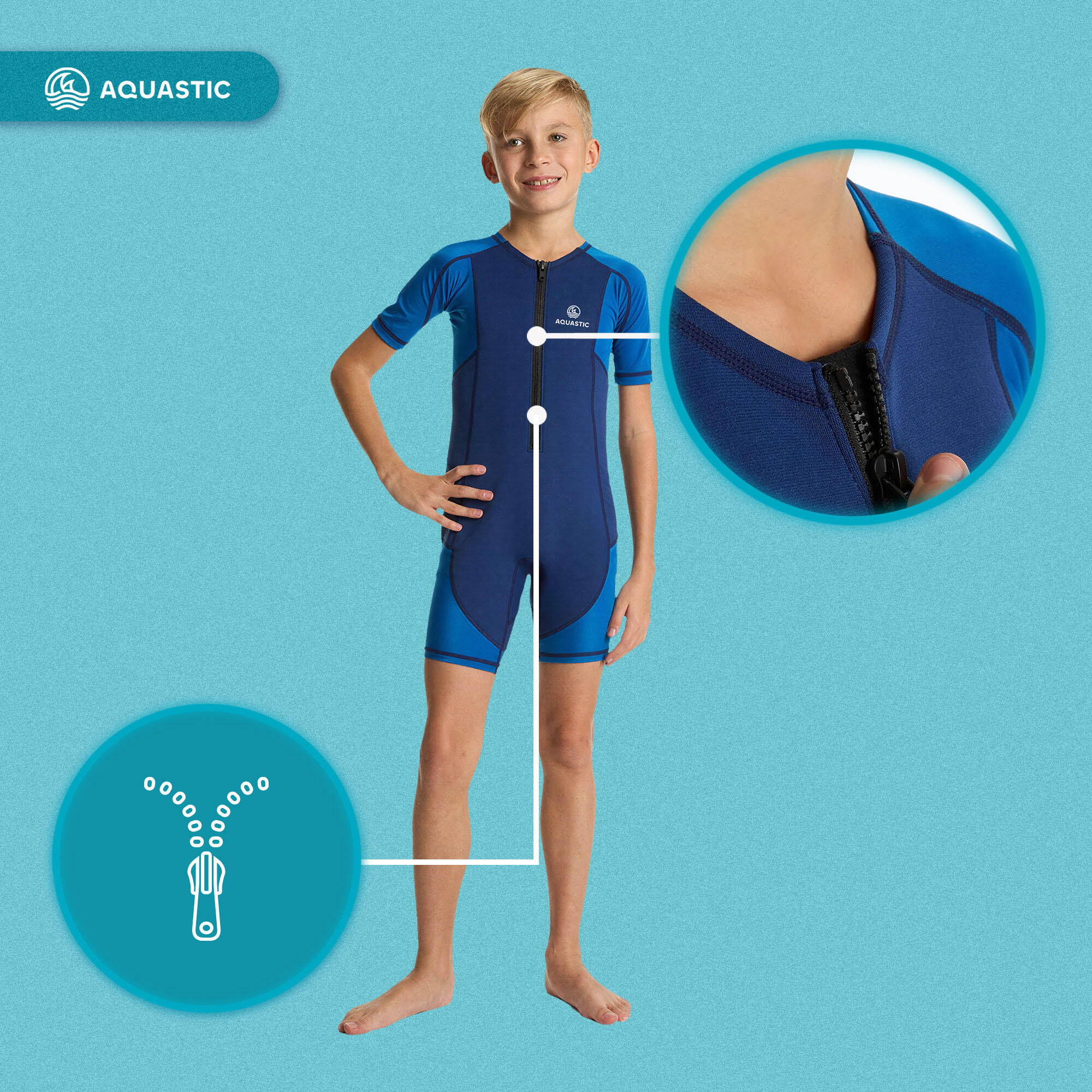 Tabla de surf de espuma para niños AQUASTIC de neopreno 1.5 mm WAVEY 4/7