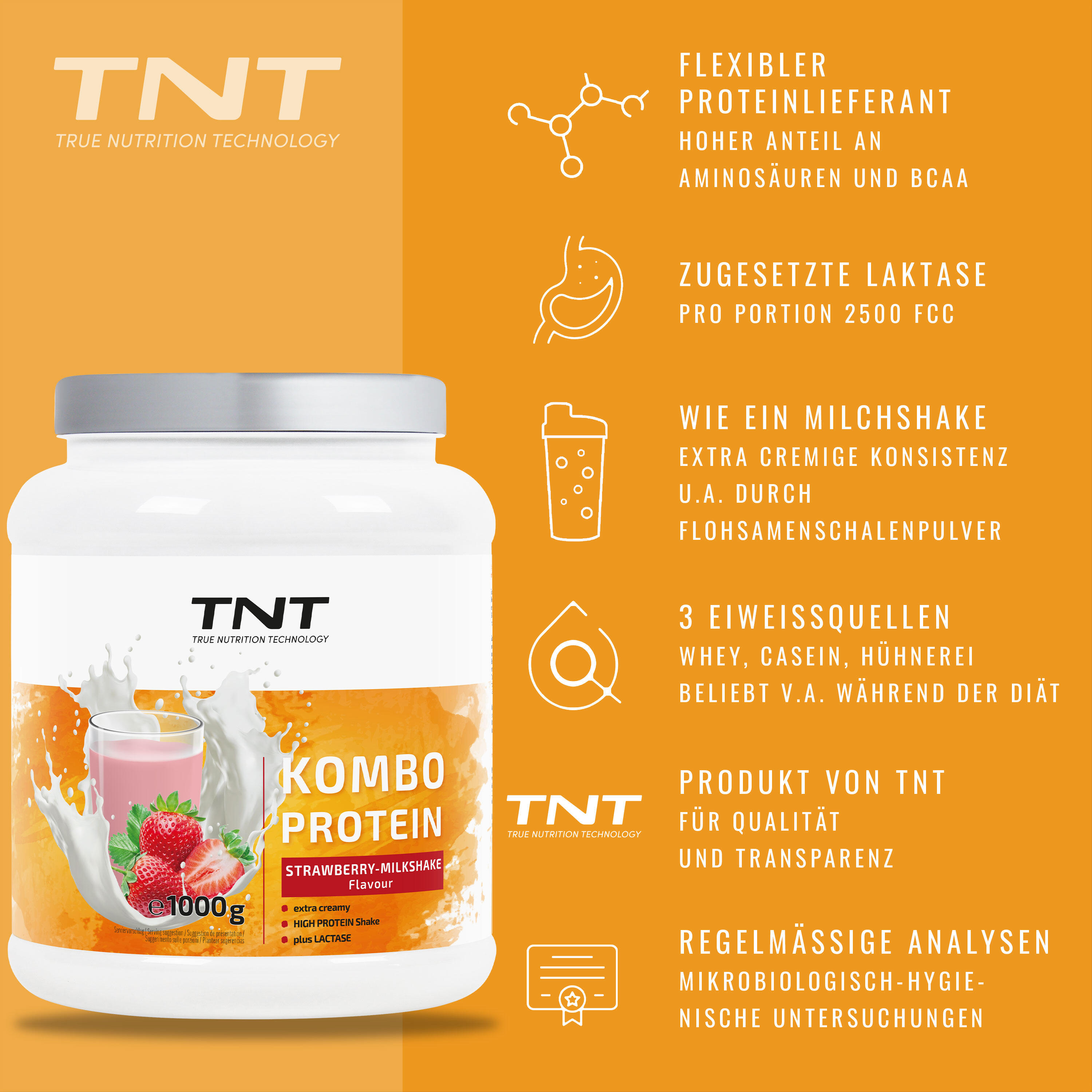 Kombo Protein - 3 Eiweißquellen + Laktase + Flohsamenschalen 2/7