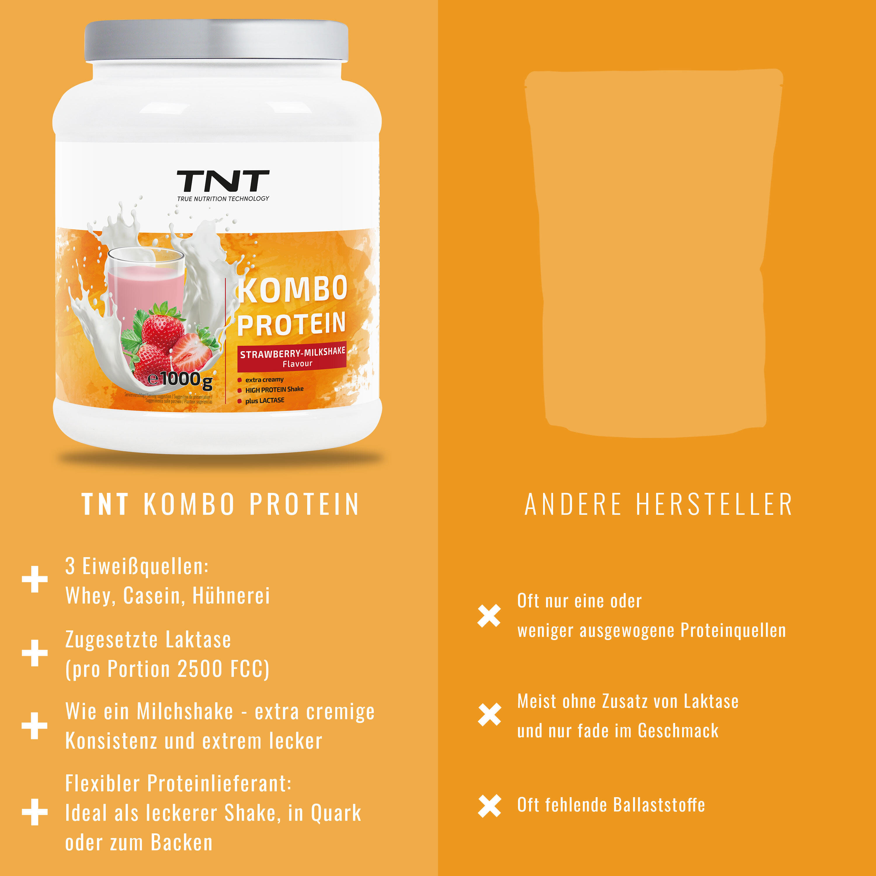 Kombo Protein - 3 Eiweißquellen + Laktase + Flohsamenschalen 6/7