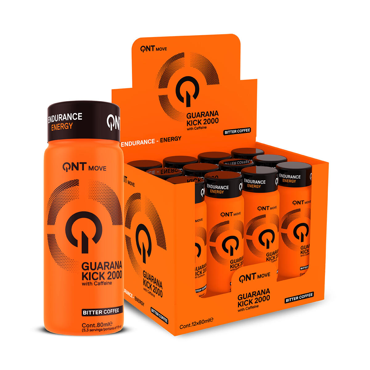 QNT Guarana Kick Shot 2000mg (12x80ml) Bitter Coffee - Przedtreningówka