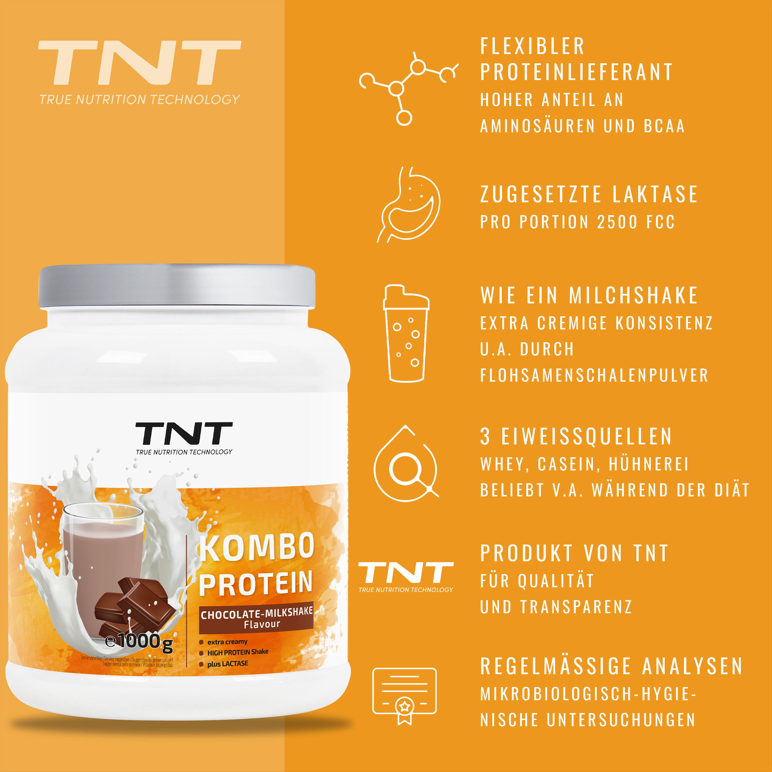 Kombo Protein - 3 Eiweißquellen + Laktase + Flohsamenschalen 2/7