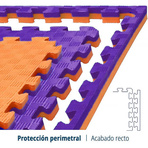 Tatami Puzzle EVA 100x100x20 mm (Lote 10 uds) Naranja-Lila 5/6