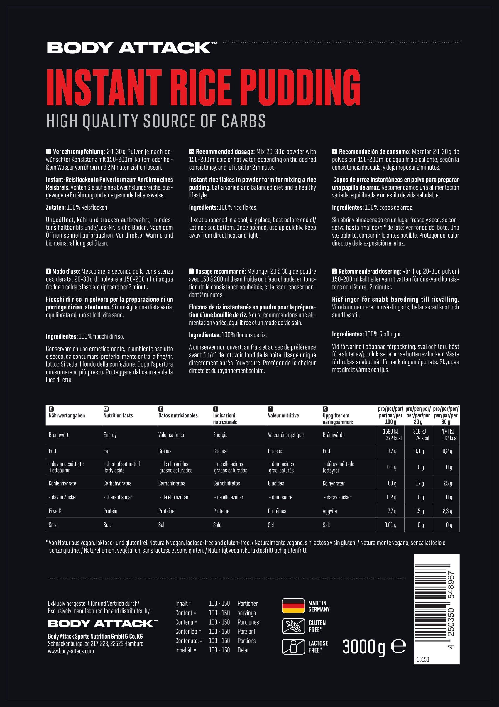 Body Attack Instant Rice Pudding 1000g 2/2
