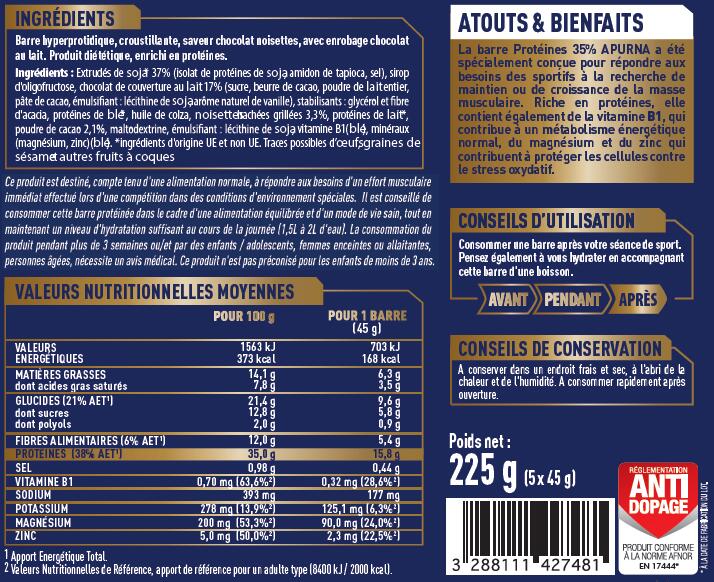 Barre Protéinée CRUNCHY Chocolat-Noisette - Etui 5x45g 2/4