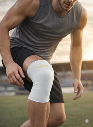 Genouillère Blanche - Manchon genou élastique - Maintien et stabilisation