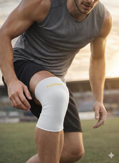 Genouillère Blanche - Manchon genou élastique - Maintien et stabilisation