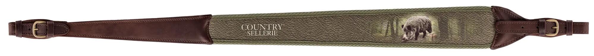 Bretelle Country Pour Carabine En Cuir Motif Sanglier 1/2