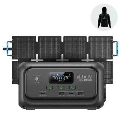 BLUETTI Elite 10 + 60W, 128Wh tragbare Powerstation für Wander- & Wochenendtrips