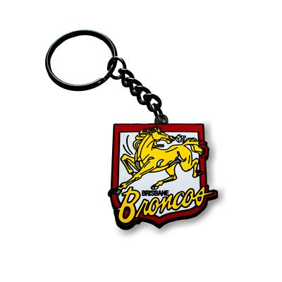 NRL Heritage Metal Key Ring - Brisbane Broncos - Logo Keyring - Rugby League