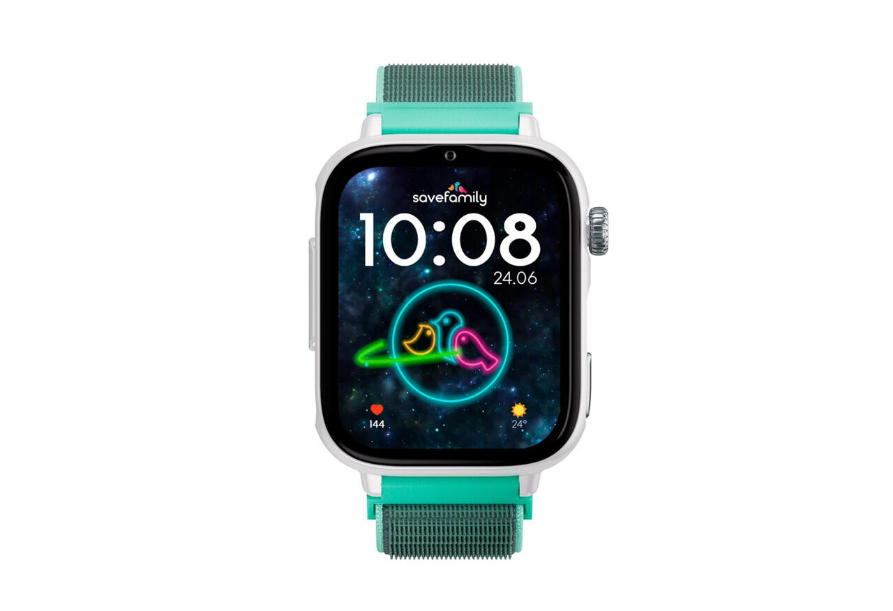 Boîtier blanc SaveWatch Plus 2, bracelet en tissu océan 2/6