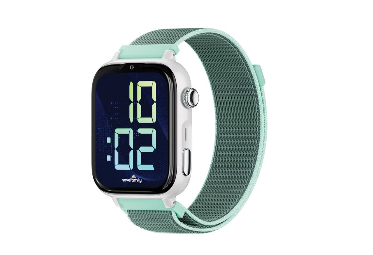 Boîtier blanc SaveWatch Plus 2, bracelet en tissu océan 1/6