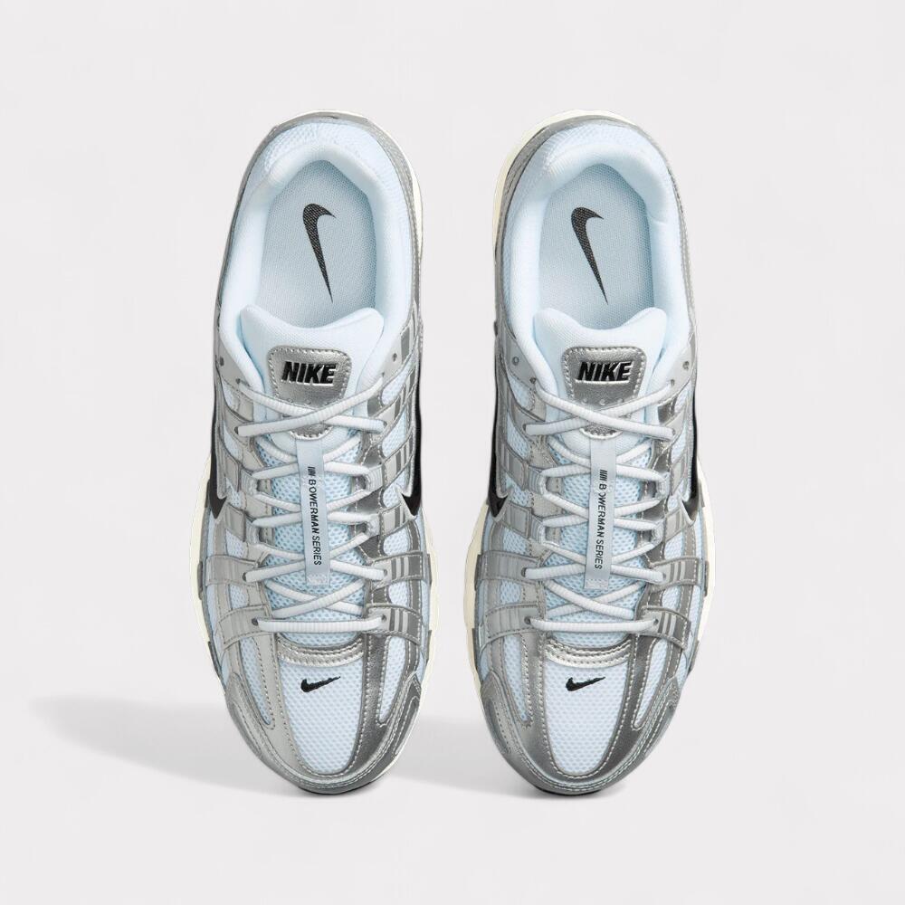 Nike P-6000 White Metallic Silver Flat Silver Black 3/5