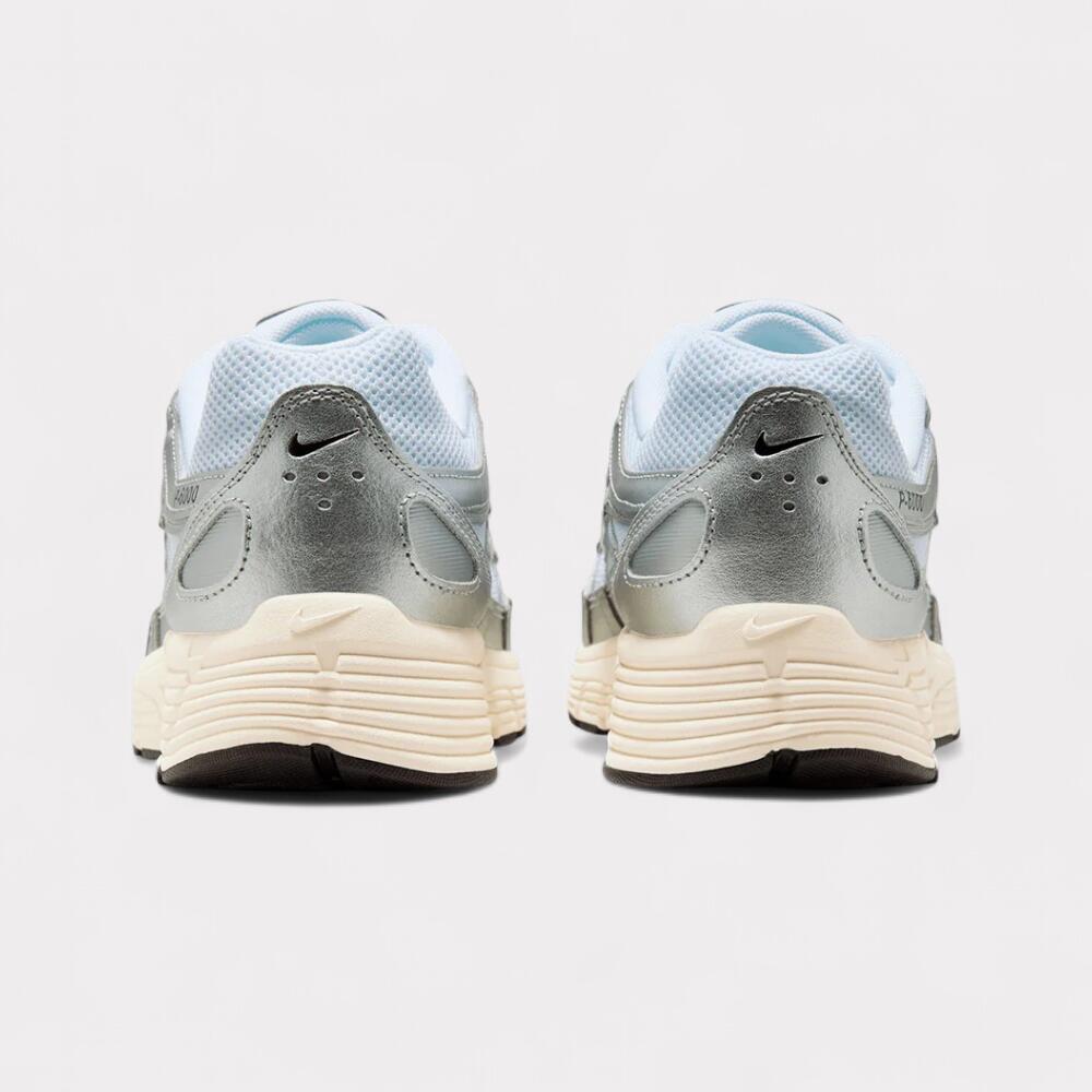 Nike P-6000 White Metallic Silver Flat Silver Black 4/5