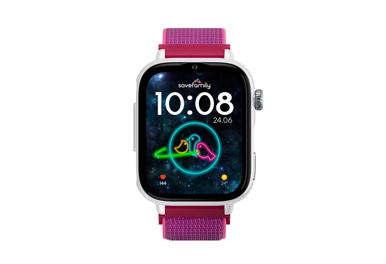 SaveWatch Plus 2 Boîtier blanc Bracelet en tissu framboise 2/6