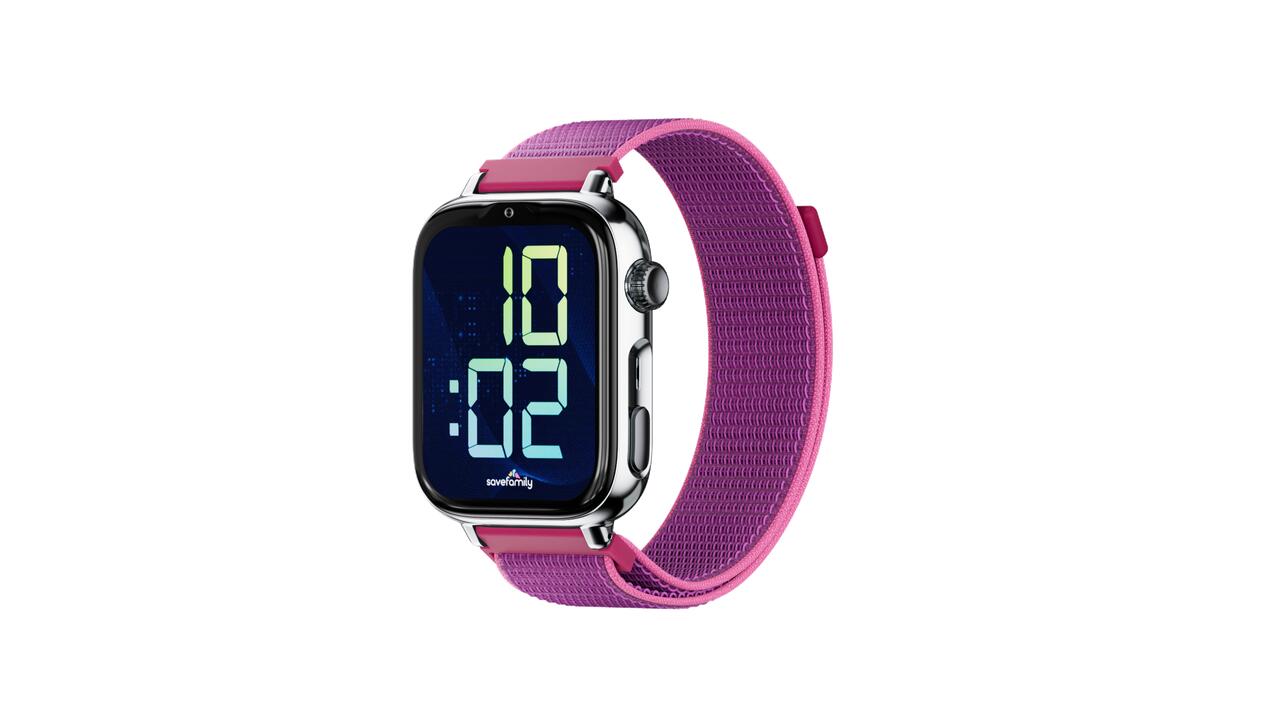 Curea din material textil SaveWatch Plus 2, carcasă albă, culoare zmeură