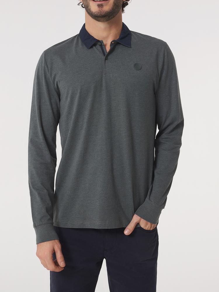 Polo de Manga Larga Gris para Hombre TBS Pekanpol 3/5