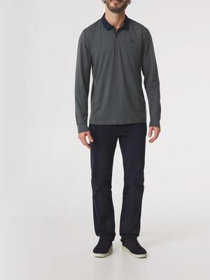 Tbs pekanpol heren polo lange mouwen marineblauw