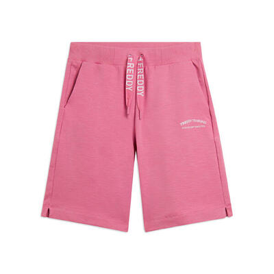 Pantaloni Corti con Spacchi Laterali in Tessuto Fiammato