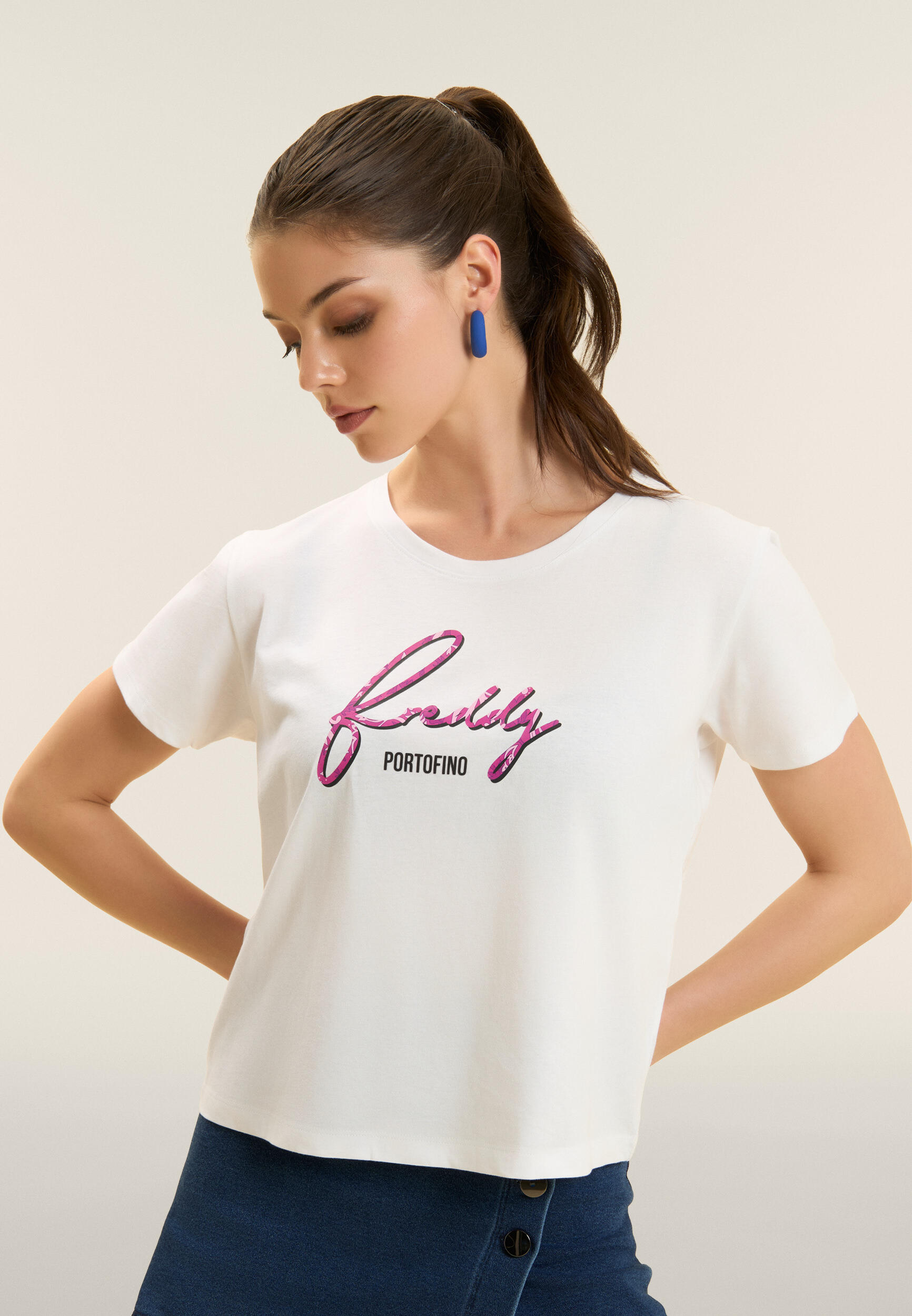 T-shirt con logo Freddy floreale 4/4