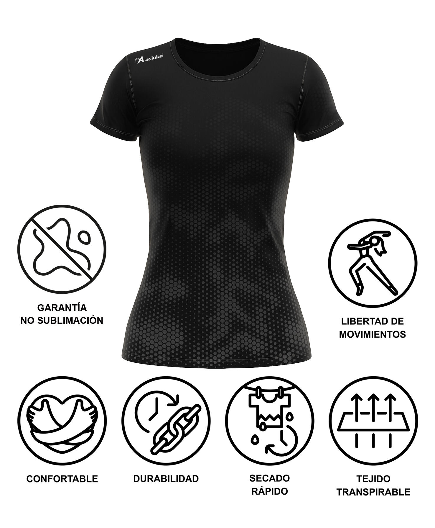 T-shirt de corrida de manga curta para mulher ASIOKA CASTELLÇON. Efeito Coolmax. 7/7