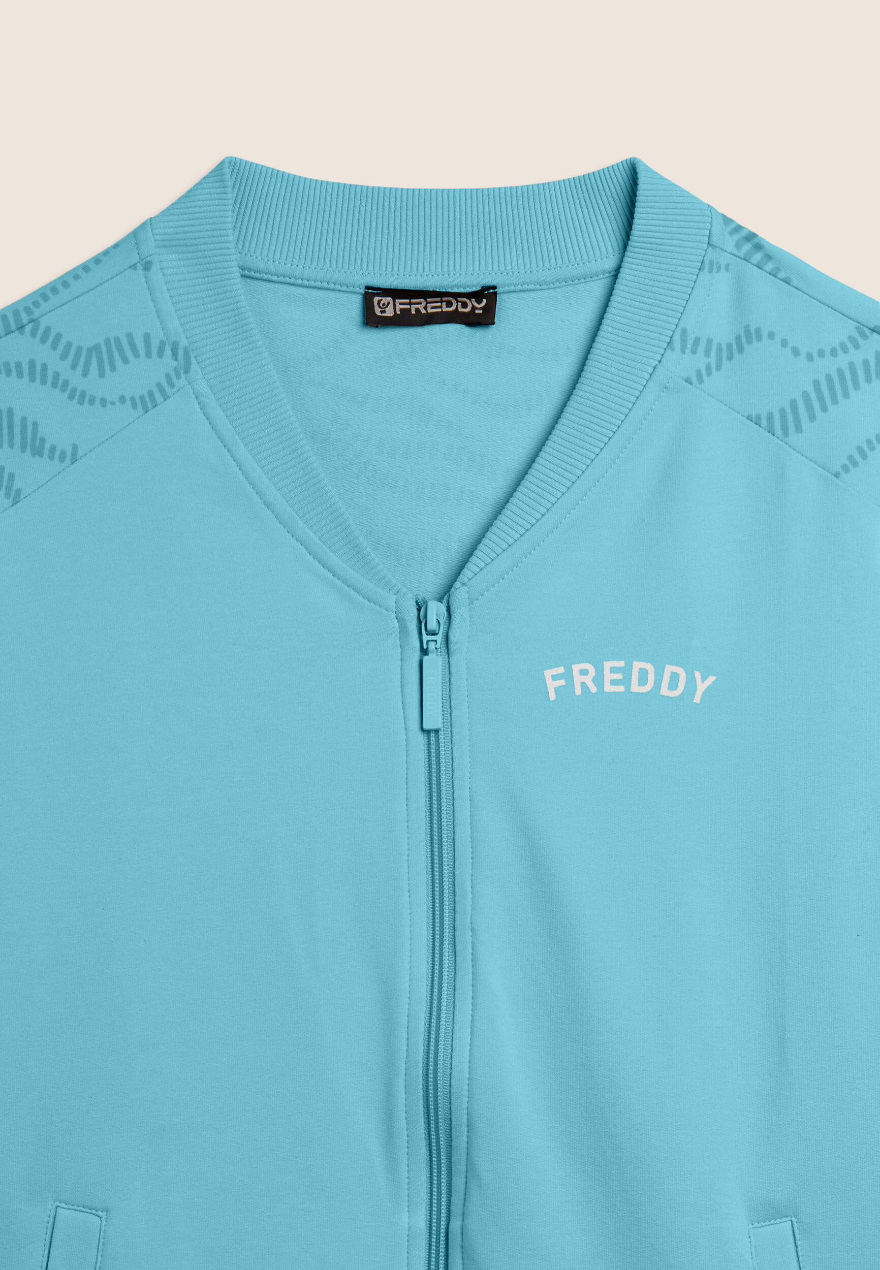 Felpa Zip con Collo Bomber e Motivo Grafico 3/3