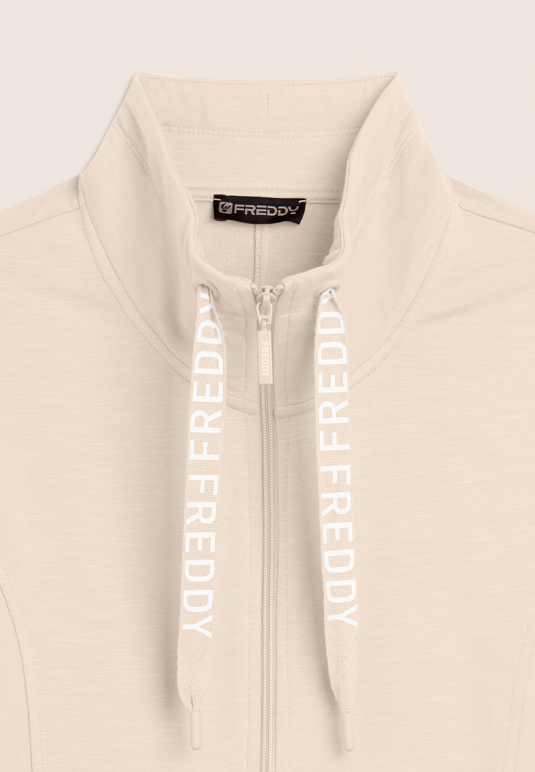 Sudadera en tejido de efecto flameado, cuello alto con cremallera y cordón ajust 3/3