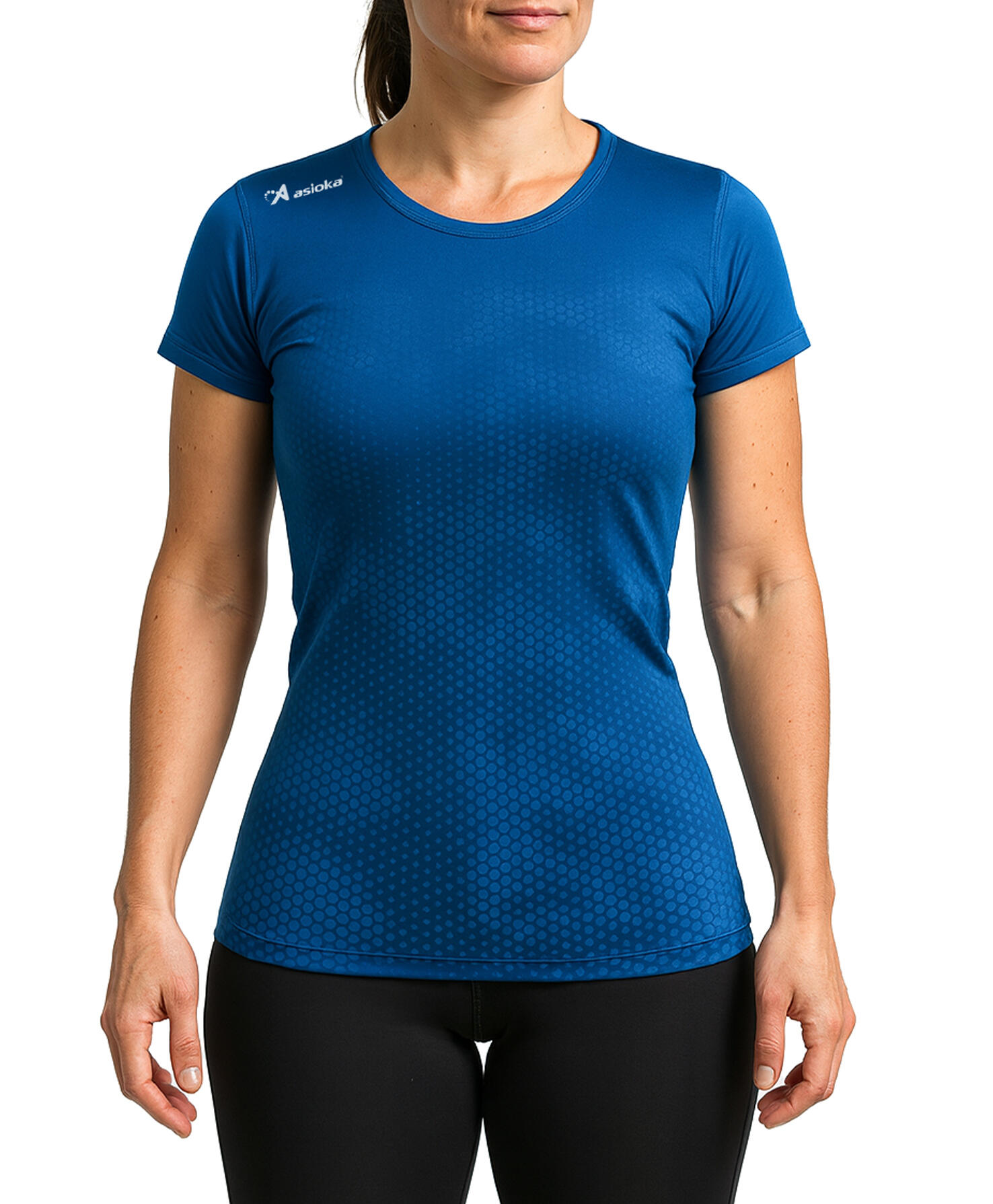 Camiseta manga corta Running para mujer ASIOKA CASTELLÓN.Efecto Coolmax 5/7