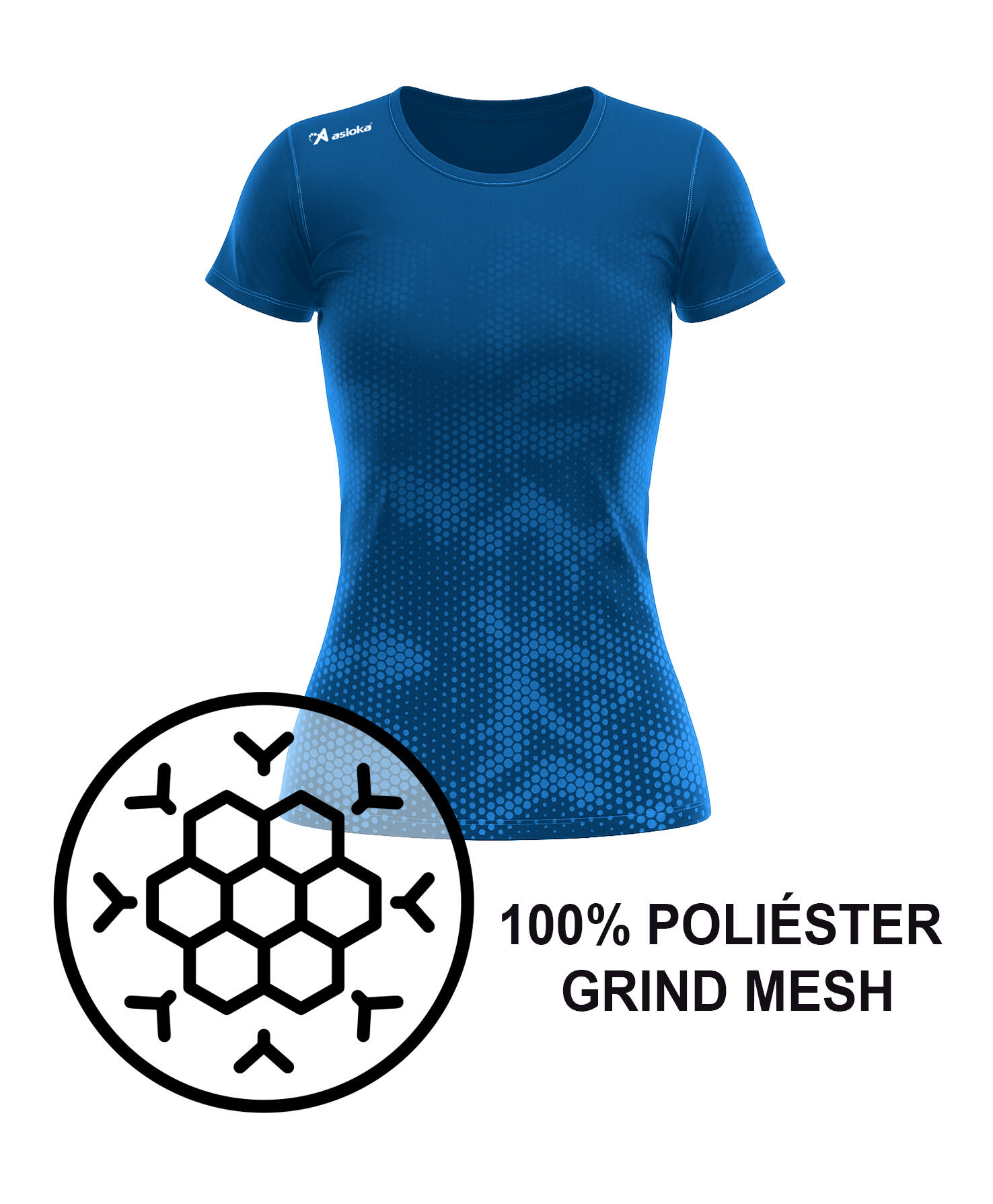 Camiseta manga corta Running para mujer ASIOKA CASTELLÓN.Efecto Coolmax 6/7