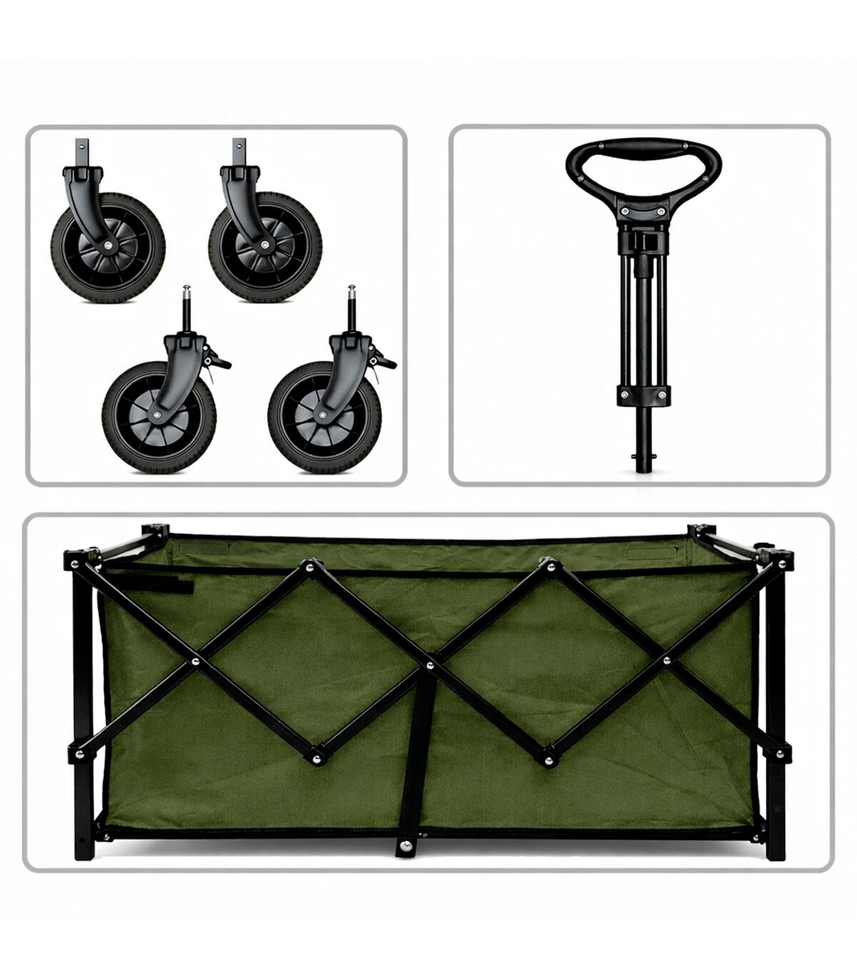 Carrello Pieghevole Spiaggia e Campeggio 150L Kol Outdoor, Ruote Smontabili 4/7