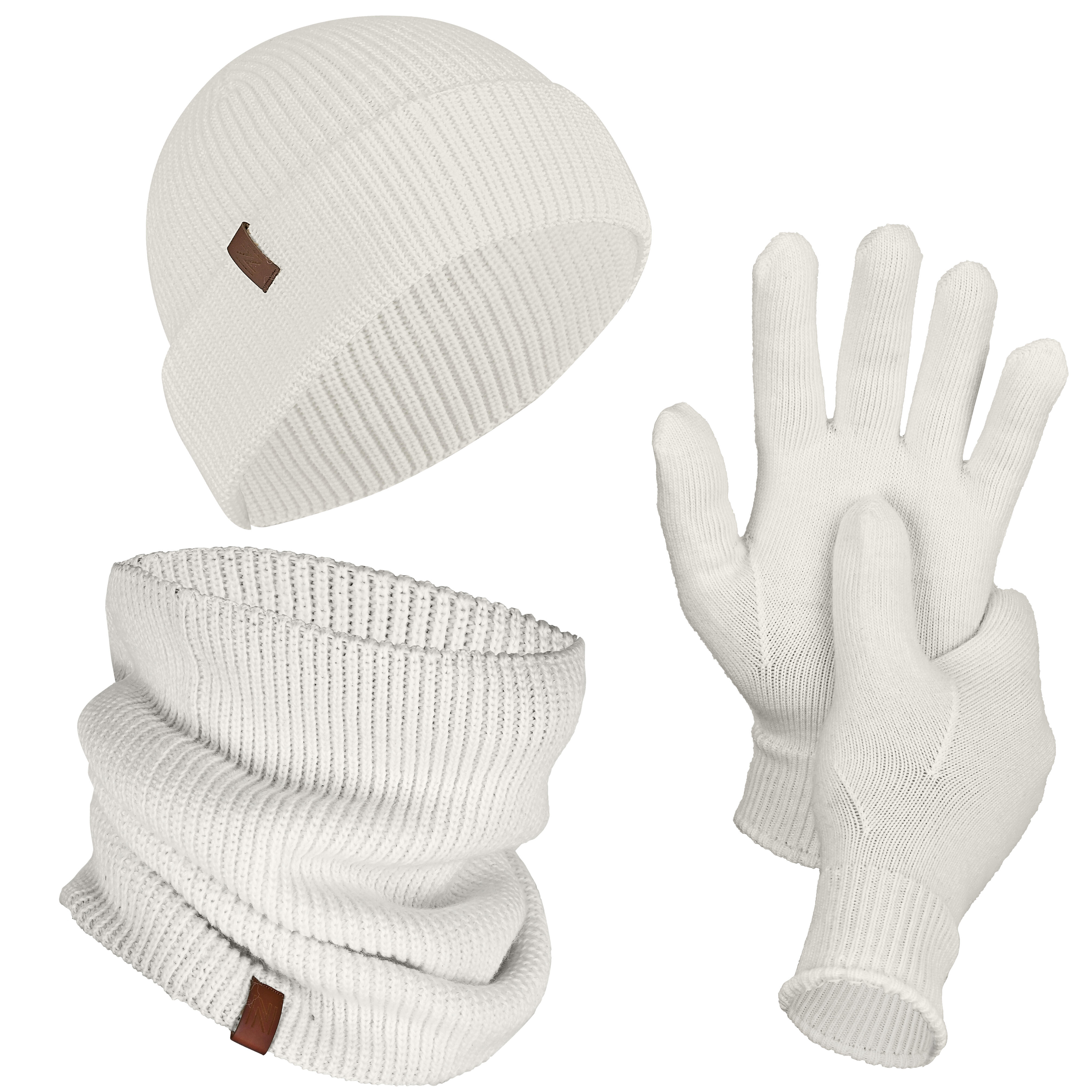 FOSDICK Set met handschoenen, muts en nekwarmer, voor kinderen, set van muts, sjaal en handschoenen, wintermuts, halswarmer, wintermuts, halswarmer, wintermuts voor 5-12 jaar