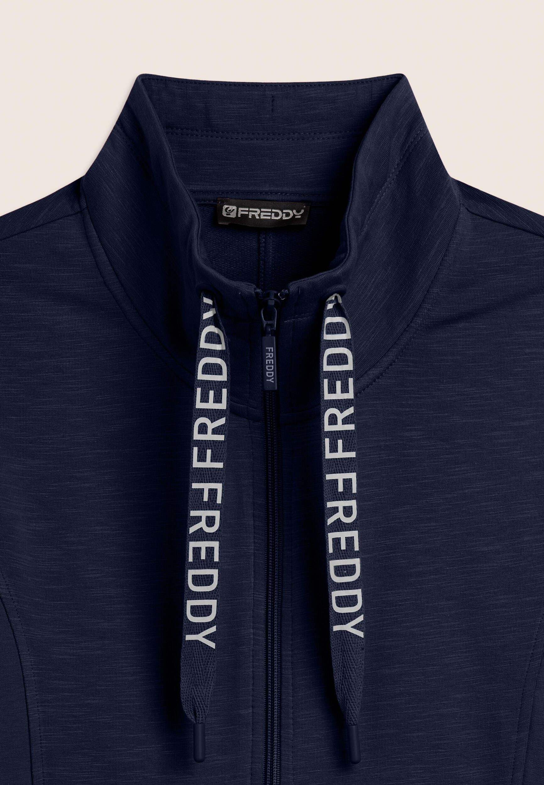 Sudadera en tejido de efecto flameado, cuello alto con cremallera y cordón ajust 3/3