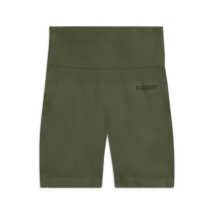 Leggings courts sans couture à taille haute et empiècements côtelés