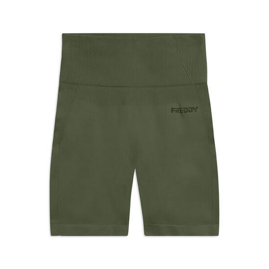 Leggings courts sans couture à taille haute et empiècements côtelés