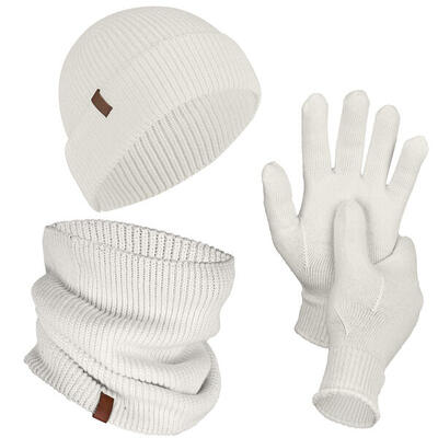 70% merino wol muts, nekwarmer en handschoenen set - winterset