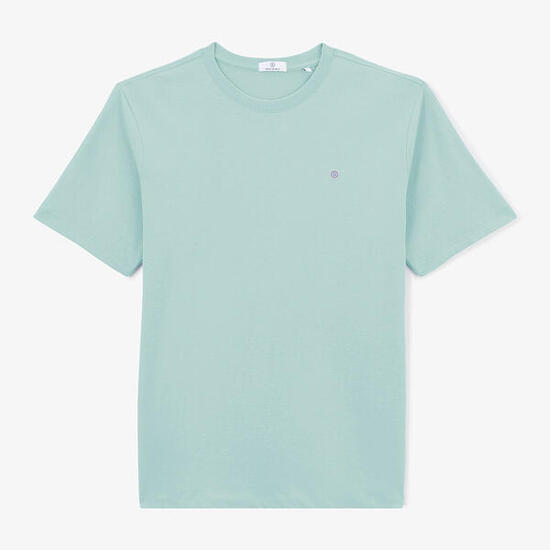 T-shirt col rond Théo en coton bleu céleste