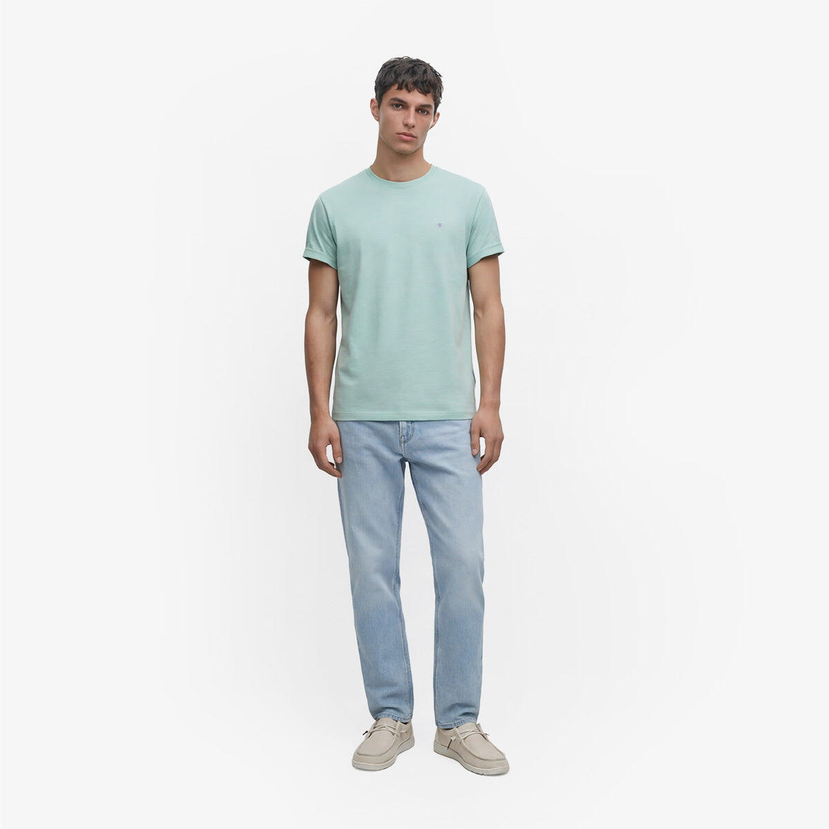 Camiseta de cuello redondo Théo de algodón azul celeste 6/6