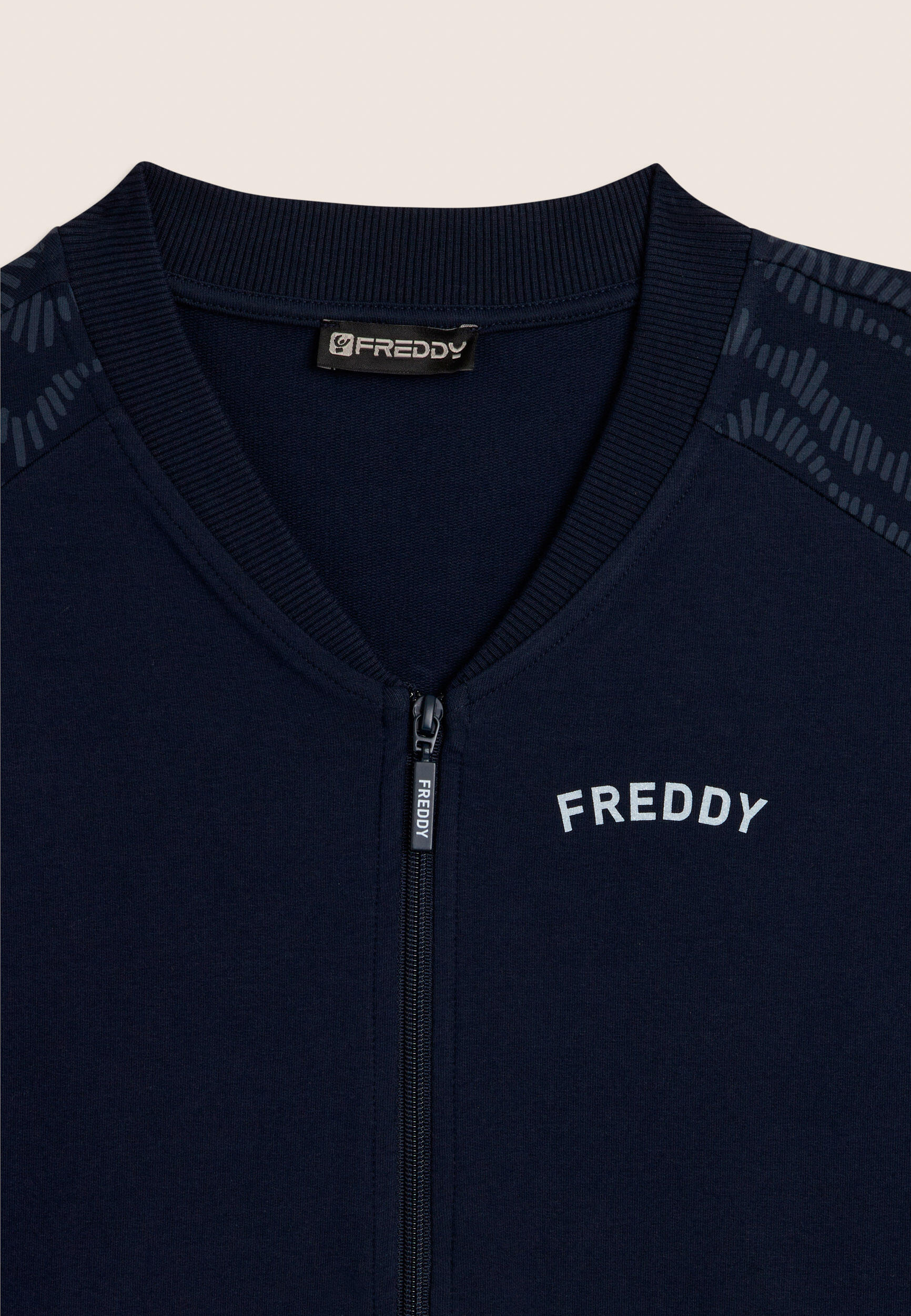 Felpa Zip con Collo Bomber e Motivo Grafico 3/3