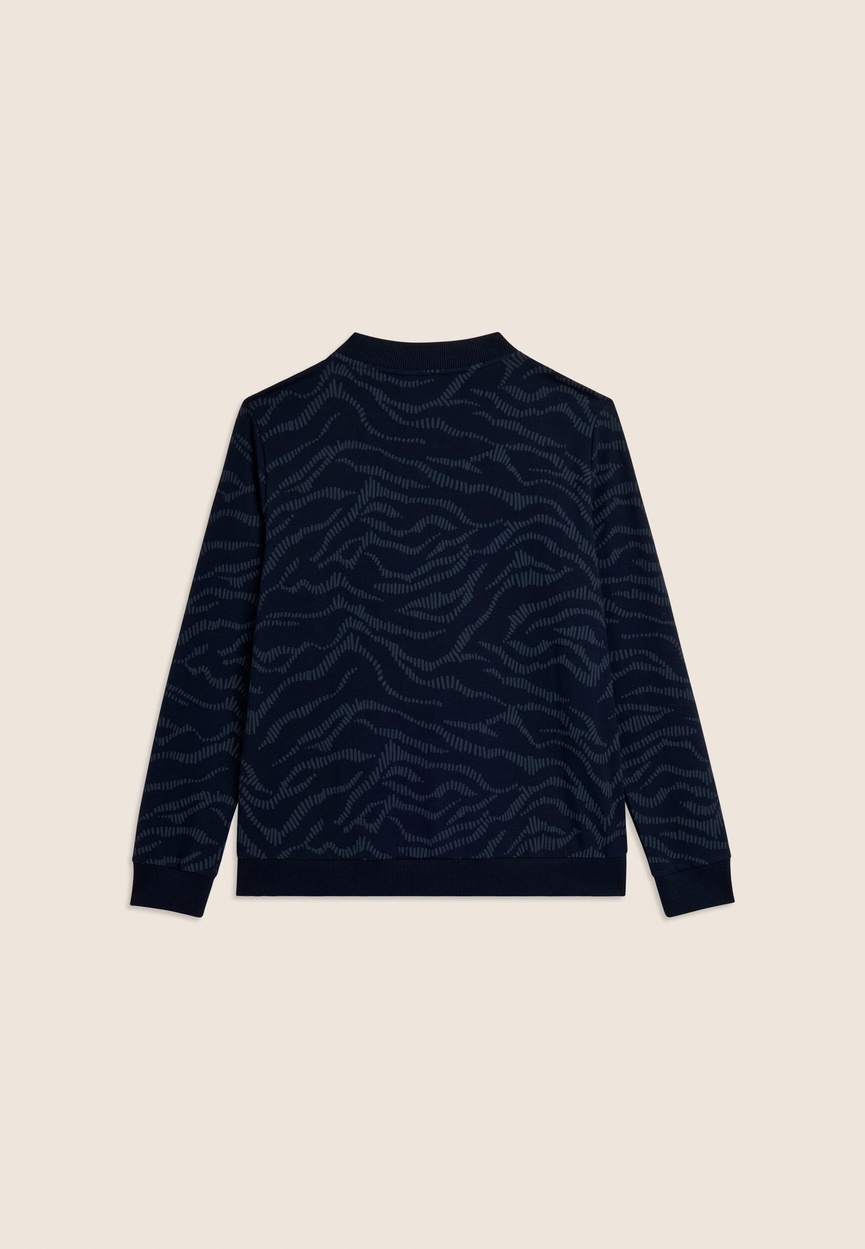 Felpa Zip con Collo Bomber e Motivo Grafico 2/3