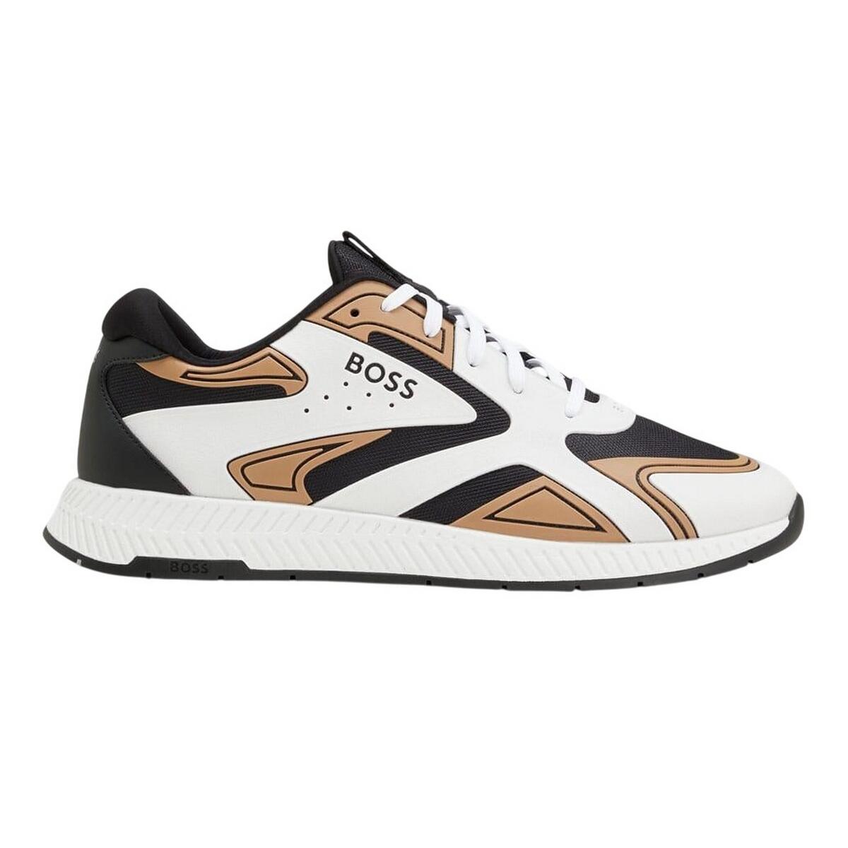 Boss Mens Titanium Leather Running Trainers