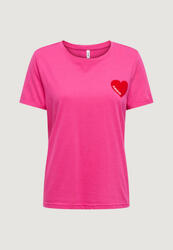 t-shirt crop top Onlvica S/S Fold Up Velvet Top Box Ccjrs FEMME rose fuchsia