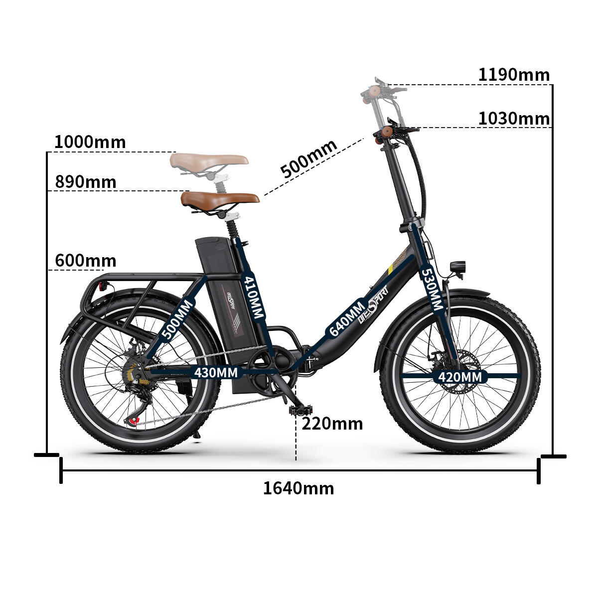 Opvouwbare stads-e-bike 48V 250W motor Compact & Lange actieradius 7/7