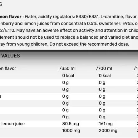 L-CARNITINE 2000 mg with real juice - Cranberry-Lemon - ZERO CALORIE - 700 ml