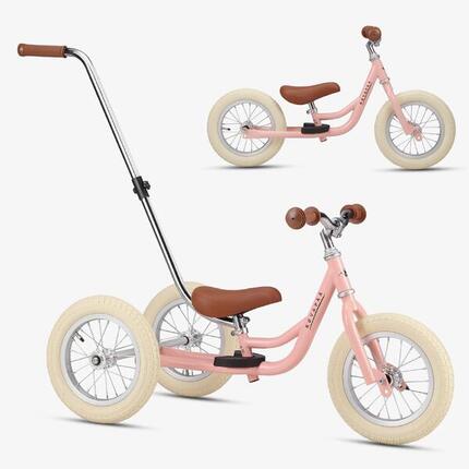 draisienne et tricycle 2-en-1 avec barre de poussée – Draisienne – Beige