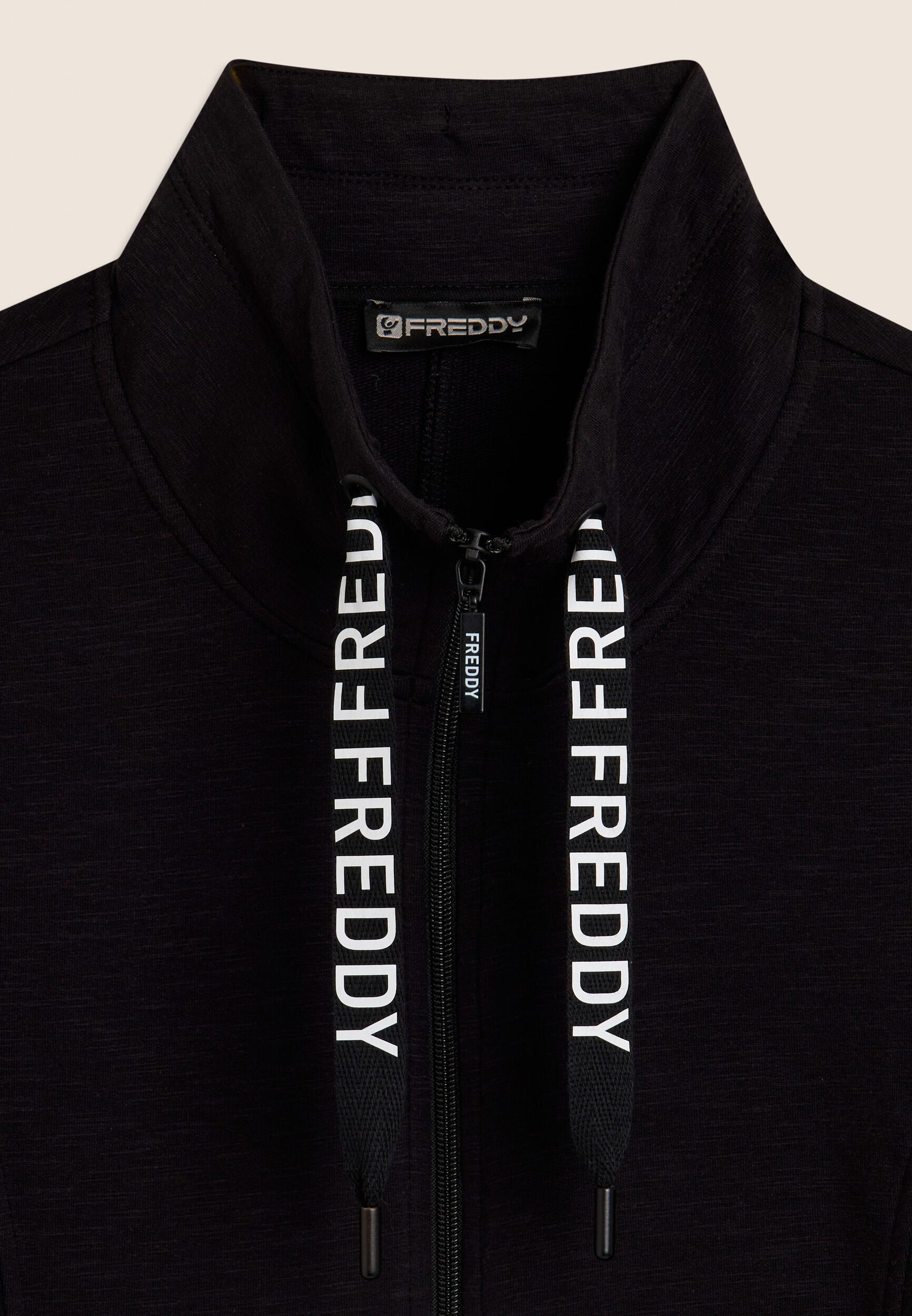 Sudadera en tejido de efecto flameado, cuello alto con cremallera y cordón ajust 6/6