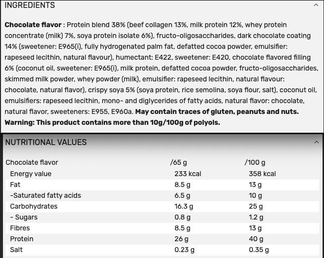QNT METAPURE - 40% Eiwit Crunchy Reep Suikerarm - Chocolade - 12 x 65g 3/3